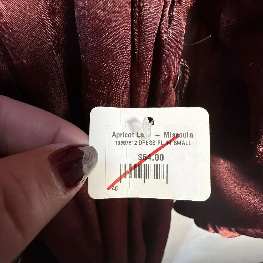 Umgee Long Maxi Satin Dress Womens S Burgundy Whimsigoth Ethereal Fairy Grunge - Picture 12 of 12